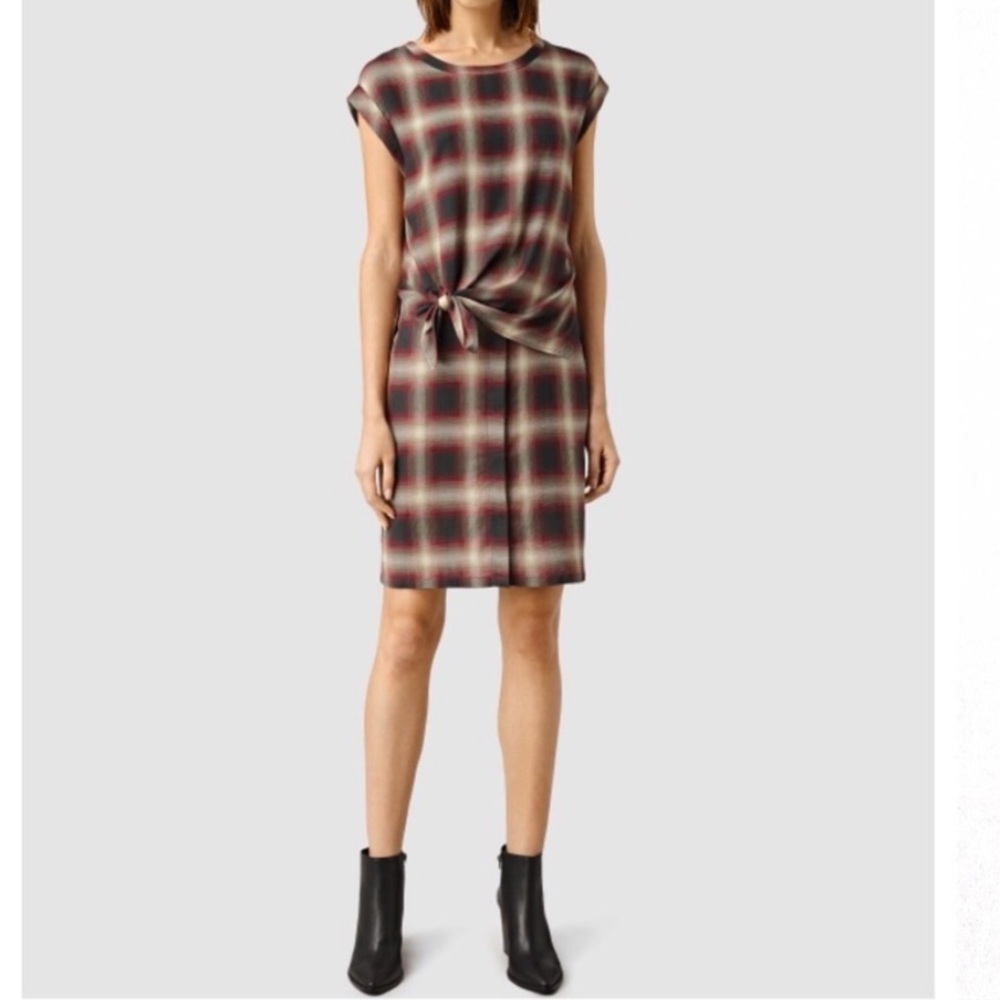 All Saints Henry Check Plaid Tie Dress Classic Holidays Punk Rock Style